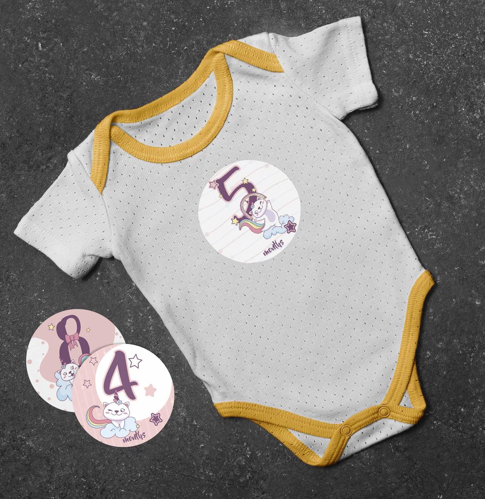 Inkdotpot 12 Month Baby  Milestone  Sticker  Boy Girl-Monthly  Milestone  Round  Stickers 24 Count
