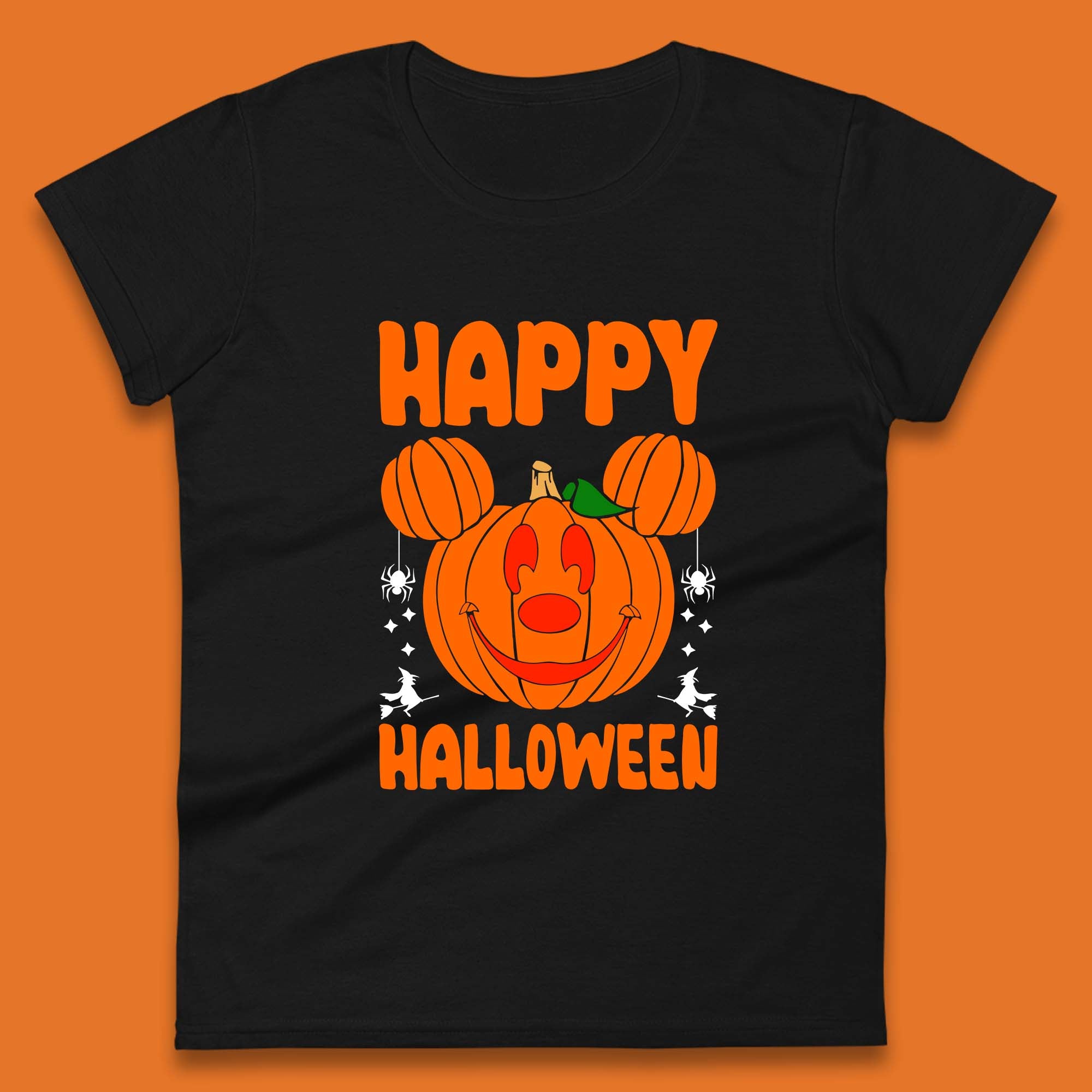 

Happy Halloween Disney Mickey Mouse Jack-o-lantern Pumpkin Face Horror Scary Disney Trip Womens Tee T Shirt Mens Tops Unisex Top L