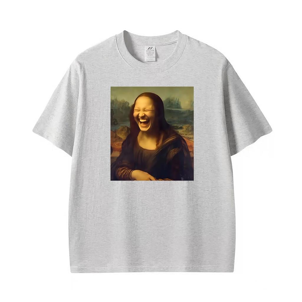 Mona Lisa Lustiges Meme Künstler Grafik T-Shirts Unisex Kleidung Cooles Vintage Streetwear T-Shirts Sommer Übergröße Lässiges T-Shirt Oberteile