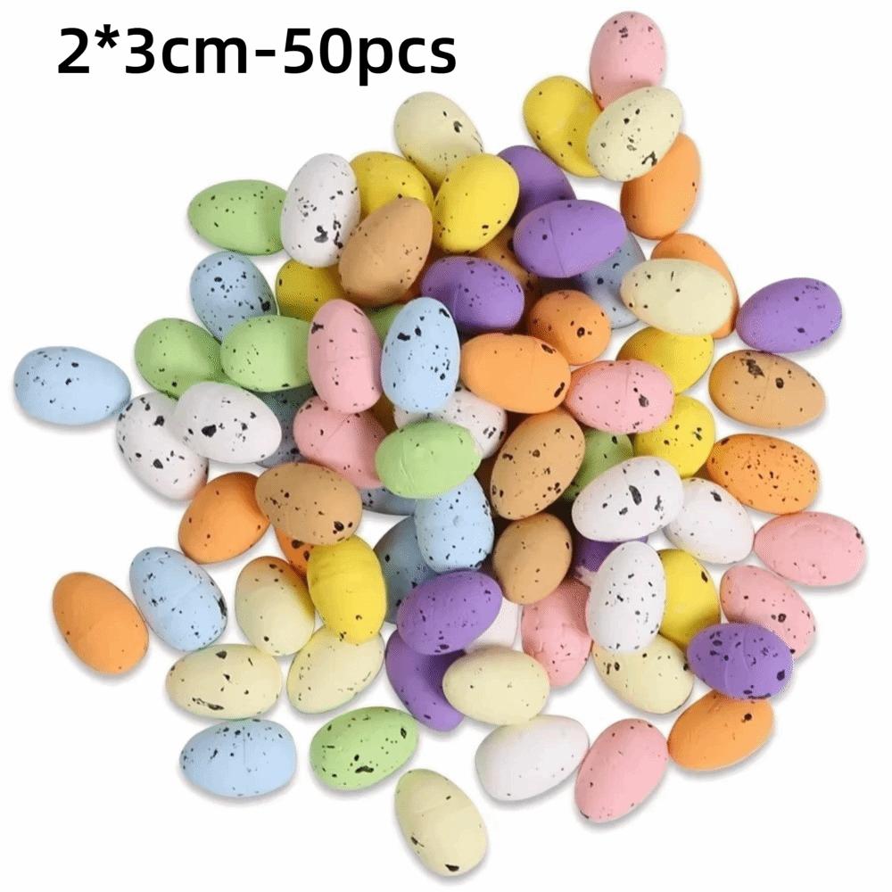 50/100Pcs Speckled Foam Easter Eggs Colorful Painted Bird Eggs  Easter Party Decorations