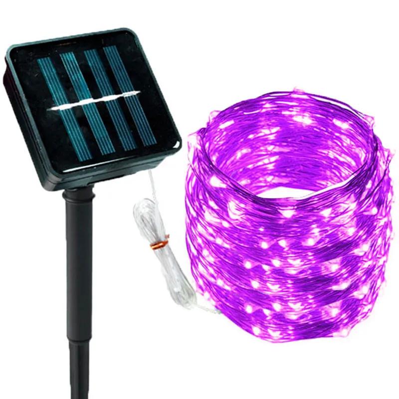 

Уличная фестонная гирлянда на солнечной батарее, светодиодная сказочная гирлянда из медной проволоки, праздничное освещение для свадебной вечеринки, летнее украшение сада 4M 20LEDs фиолетовый