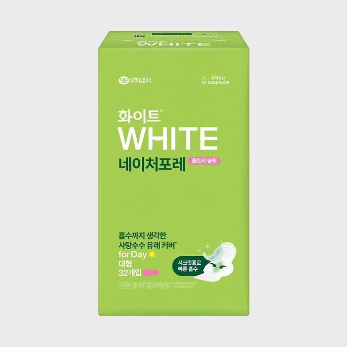 

Белые Натуре Форест Ультратонкие Гигиенические Прокладки с Крылышками Большие 32 штуки