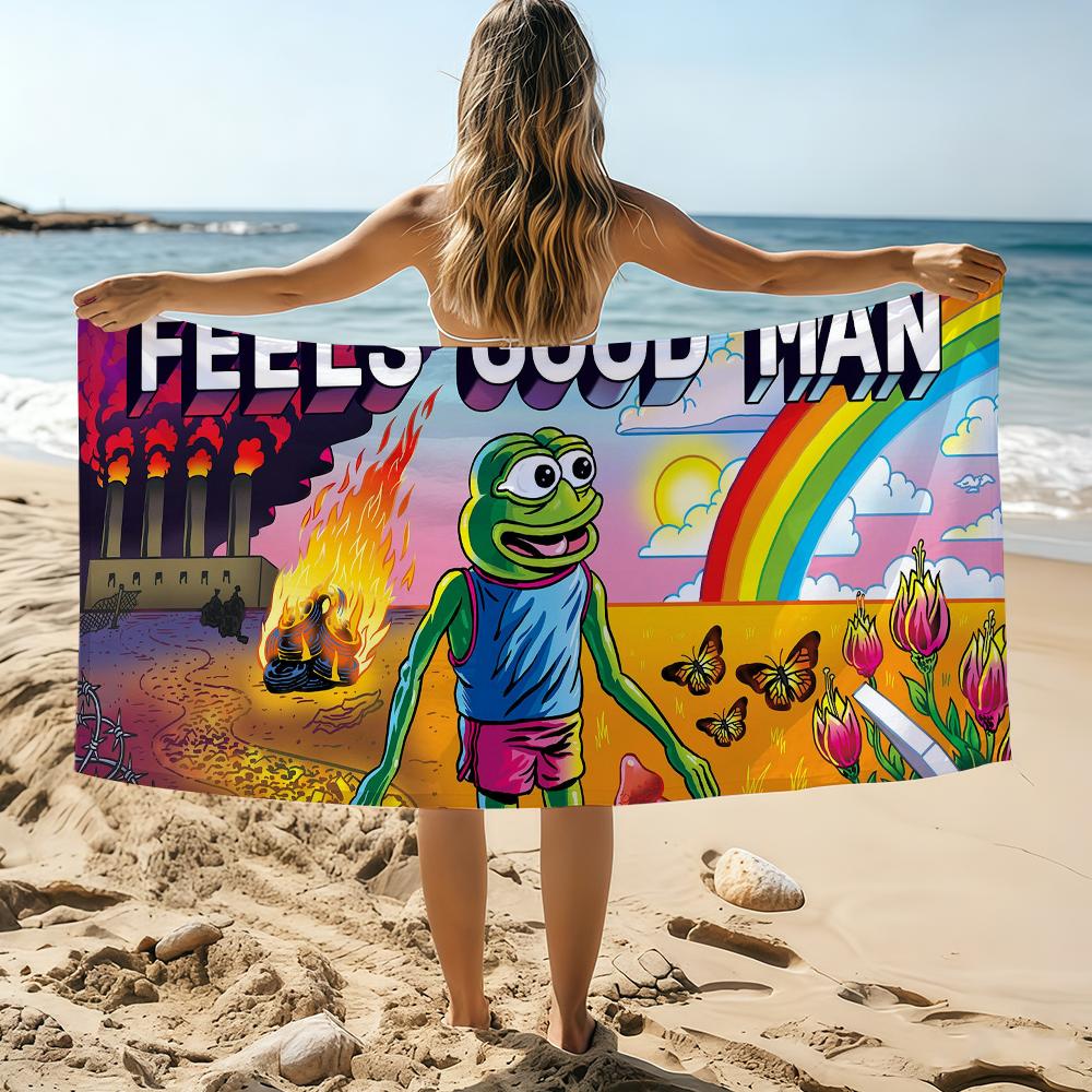 

Emoticon Pack P-Pepe the F-Frog Towel Beach Towel Oversized Quick Dry Towel Absorbent Soft Swim BeachTowels for Men Women W30*H60(CM)