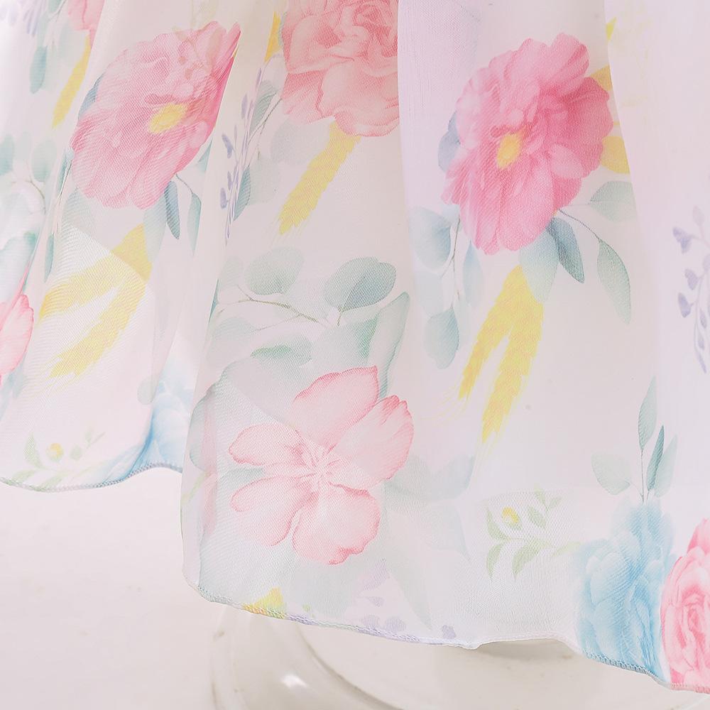 Girls' Dress  Puff Sleeve Princess Dress Children's Floral Dress Mesh Fluffy Dress