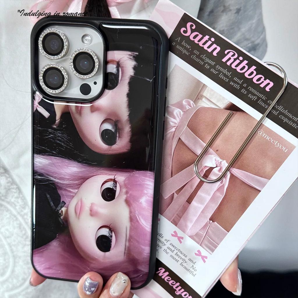 Japanese Korean Minimalist Ins Doll Dark Girl Drop Glue Phone Case for iPhone 17 AIR 16 15 14 13 12 11 PRO MAX PLUS Y2K Cover
