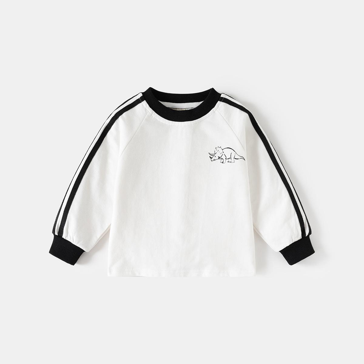 

Boys Long Sleeve T-Shirt Spring Autumn Dinosaur Print Soft Casual Top for Toddler Baby Boy 130cm білий