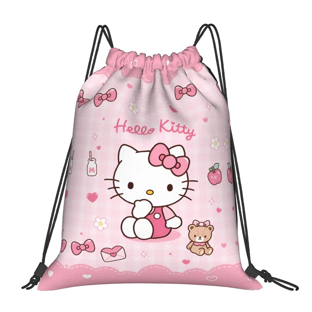 Custom Kitties Kitten Drawstring Backpack Women Men Sport Gym Sackpack Portable Cat Anime Shopping Bag Sack