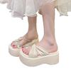 Thick-bottomed Toe Slippers Women's Summer Wear 2025 New Versatile Muffin New Rhinestone Heightening Set Toe Cool Slippers