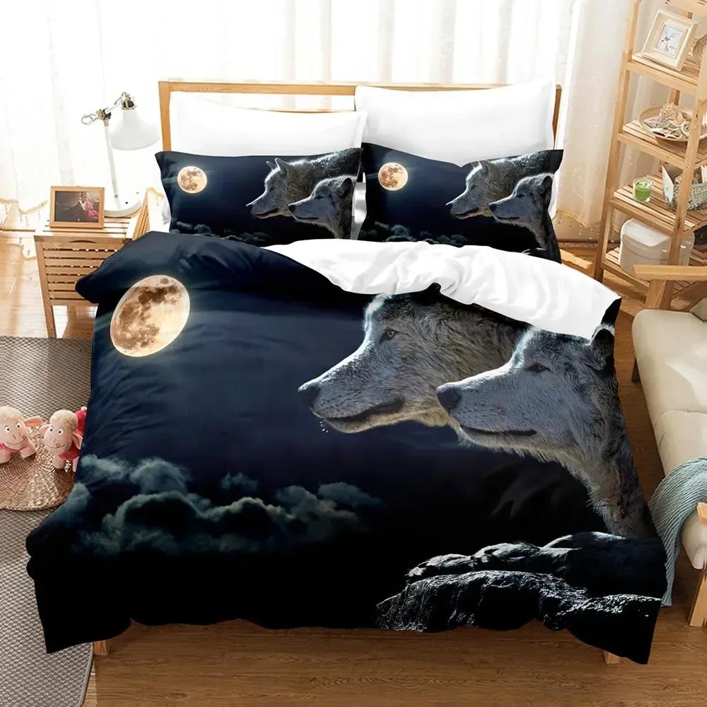 Wolf Cute Animal 3D Duvet Cover Bedding Set Comforter Linen Pillowcases Home Decor Single Double Twin King Queen