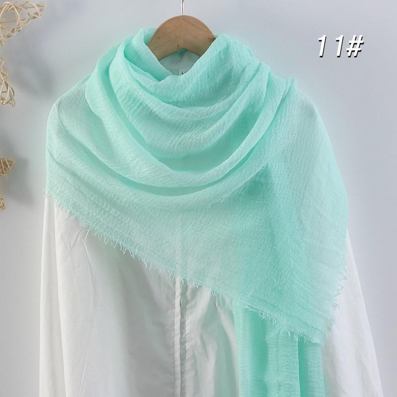 Women's Cotton Linen Silk Scarf - All-Season, Solid Color, Versatile Head and Sunshade Wrap