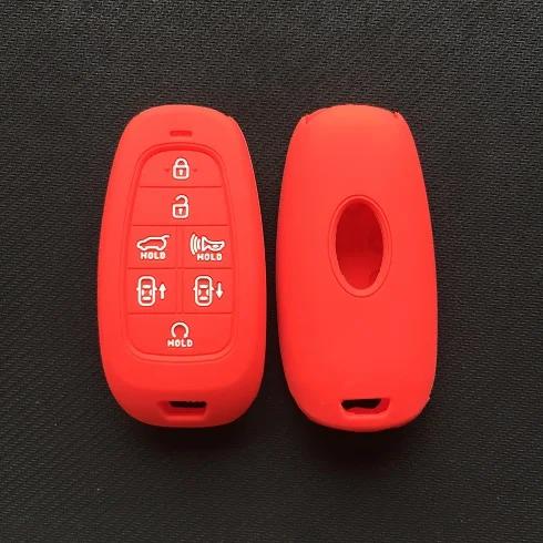 

Silicone Car Key Cover Case 7 Button Key Case For Hyundai Sonata Smart 2019 Nexo 95440-M5000 Remote Control Silicone Key Case красный
