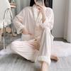 2025 Autumn/Winter Women's Solid Color Jacquard Pajamas Set - Long Sleeve, Long Pants, Warm Fleece