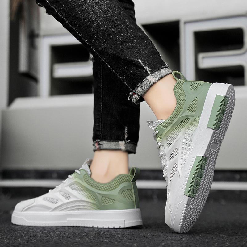 Mesh Color Matching Breathable Comfortable Flat Men'S Board Shoes Work Leisure Sports Low-Top Trendy Men'S Shoes