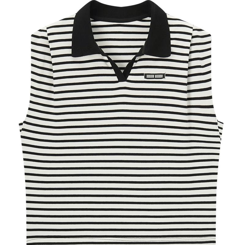 Women s Striped Sleeveless V-Neck Knit Top M