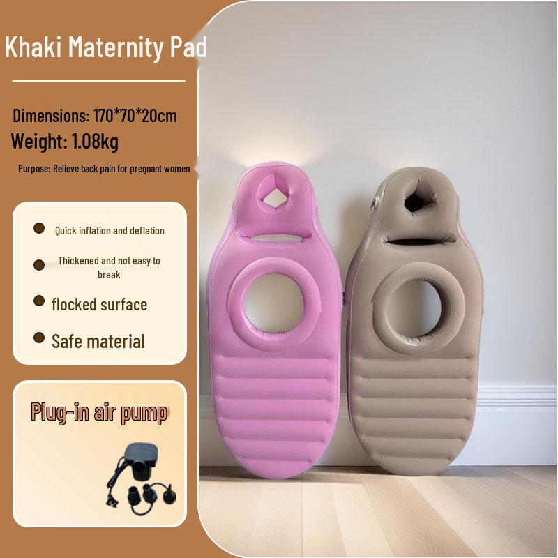 Eco-friendly PVC Inflatable Pregnant Woman Cushion - Comfortable Flocking Recessed Sleeping Pillow Pad