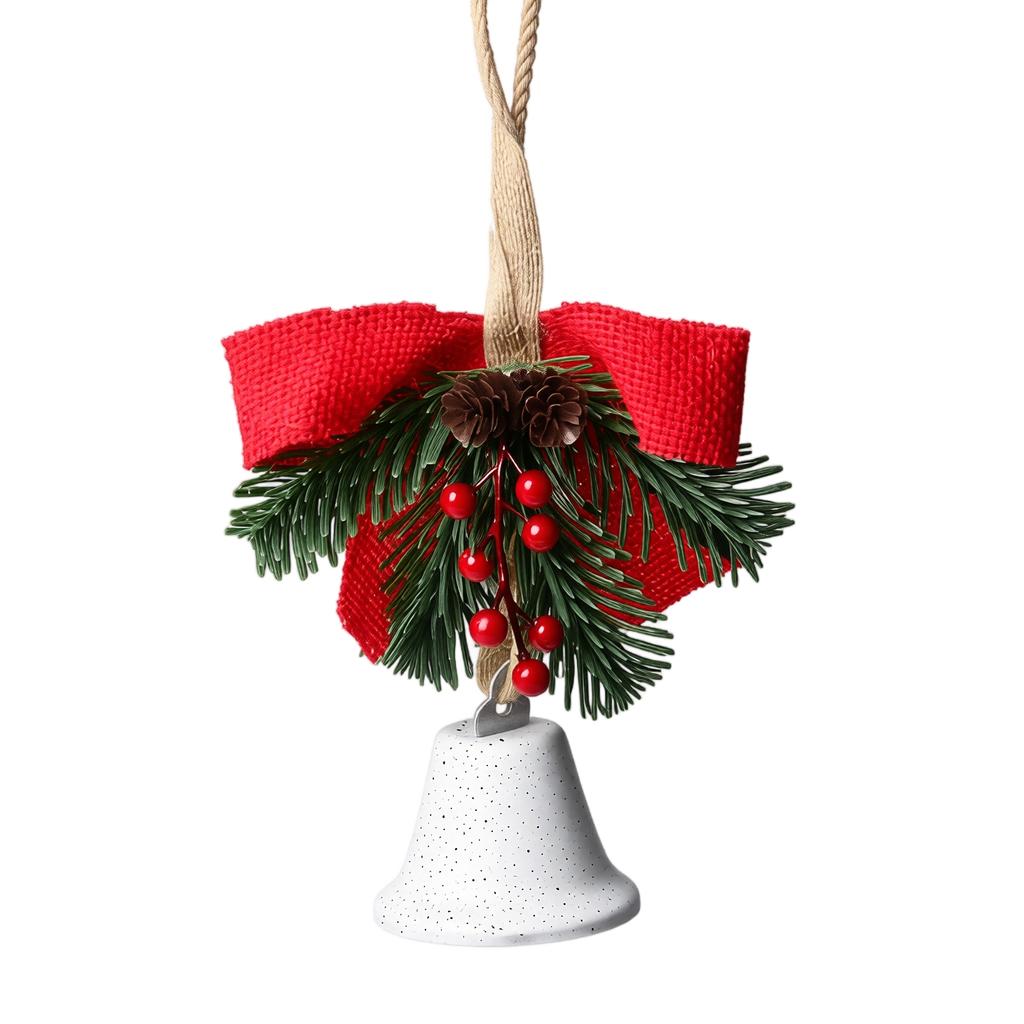 Christmas Tree Ornament Hanging Bell Decoration with Pinecone and Berry Accents Rustic Holiday Home Decor for Indoor Outdoor Use