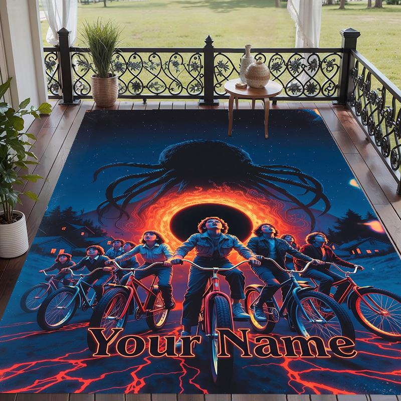 Custom Text Stranger Things Pattern Floor Rug Soft Indoor Carpet Mat Living Room Bedroom