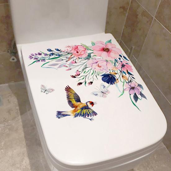 PVC Easy Self-adhesive Delicate Set Decorative Sticker Use Toilet Flower Portable Wall Fridge Decal for Daily Use MIT