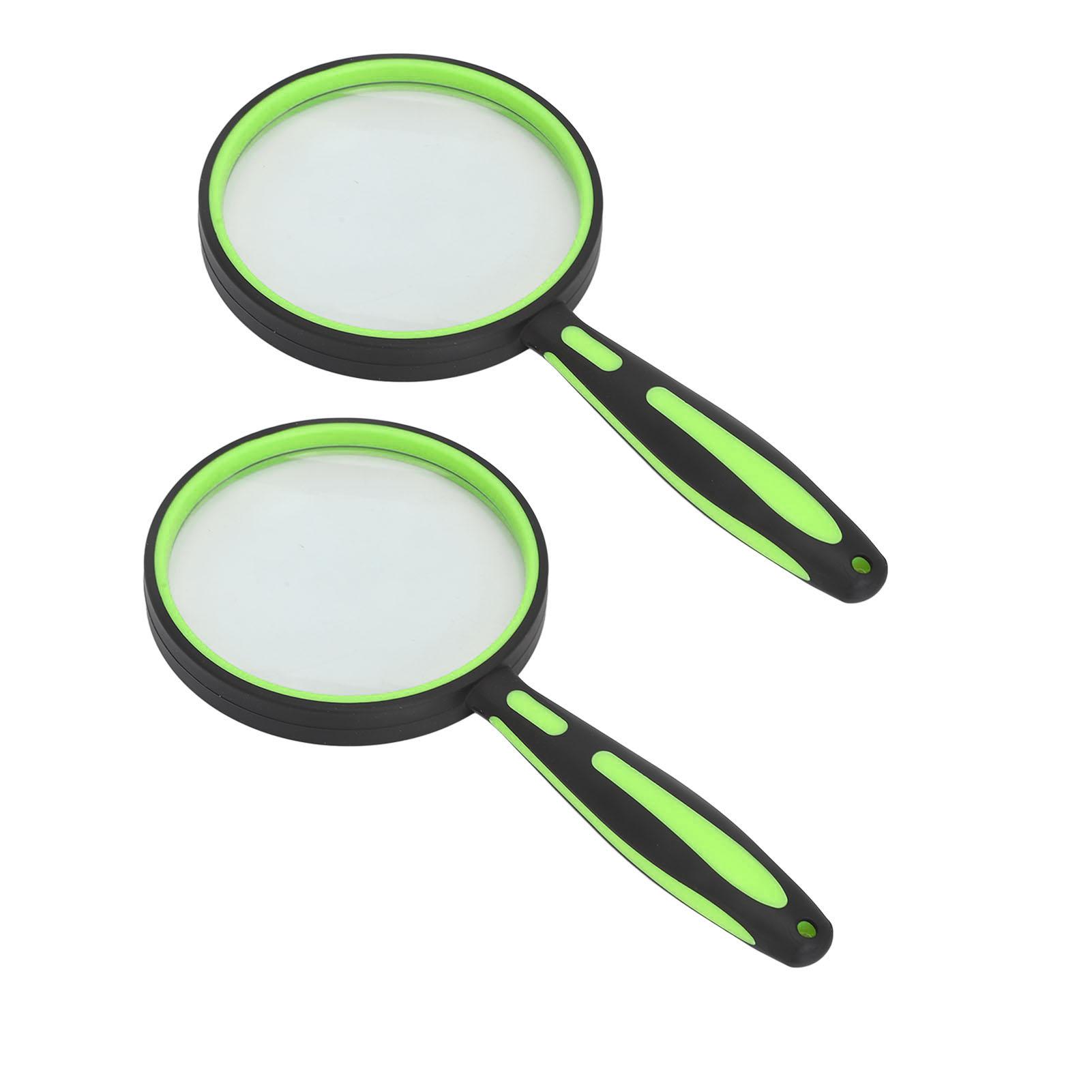 

Magnifying Glass HD Optical Glass Lens Shatterproof Rubber Handle Handheld Magnifier for Book Newspa Green