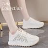 Spring, Summer, Autumn and Winter Women's Low-top Round-toe Lace-up White Shoes