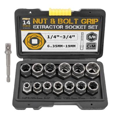 Set 14 bucăți extractor de piulițe rupte și defecte șuruburi și piulițe extractor de sârmă sparte