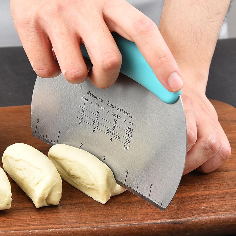 Stainless Steel Semicircular Dough Cutter & Cream Scraper with Scale - Baking Tool