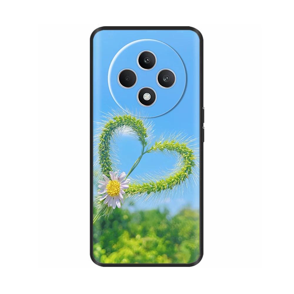 Für Oppo Reno12 F Hülle CPH2687 Cover Niedliches Liebesherz Weiche Schwarze Silikon Schutzhüllen für Reno 12F Reno12F 5G 2024 Fundas