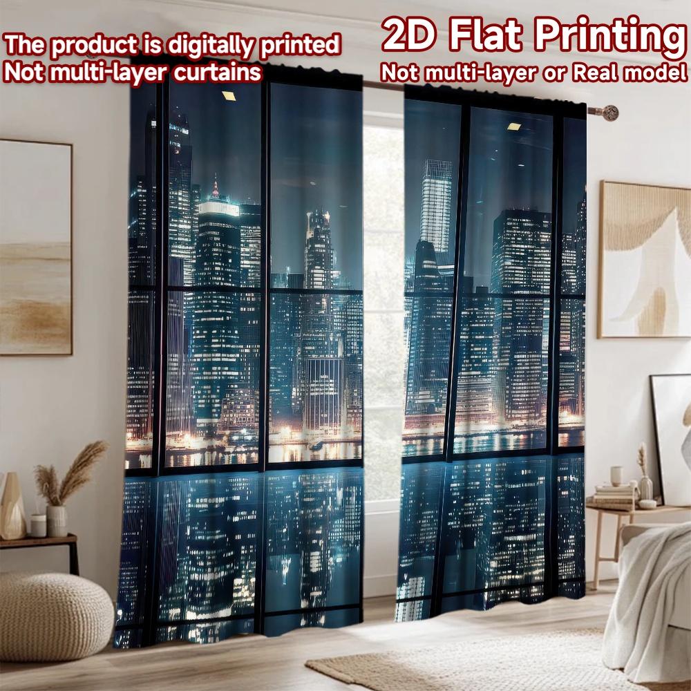 2D flat Photography Backdrop Party Backdrop City Skyline at Night 100% Polyester Festive Wall Decor Use for Holiday