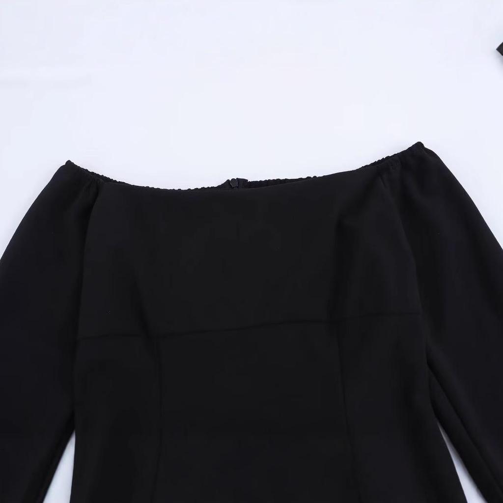 Spring 2025: Women's European & American Style One-Shoulder Slim Pleated Dress