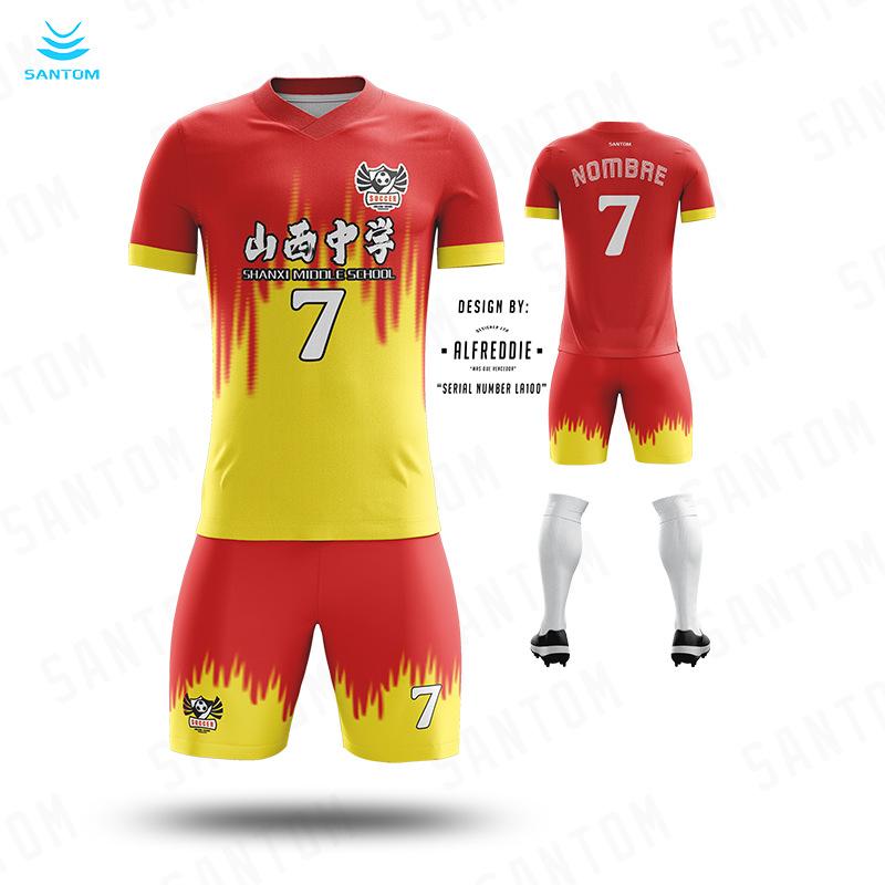 Football jersey set men's and women's digital printing custom quick-drying sports breathable map custom short-sleeved jersey