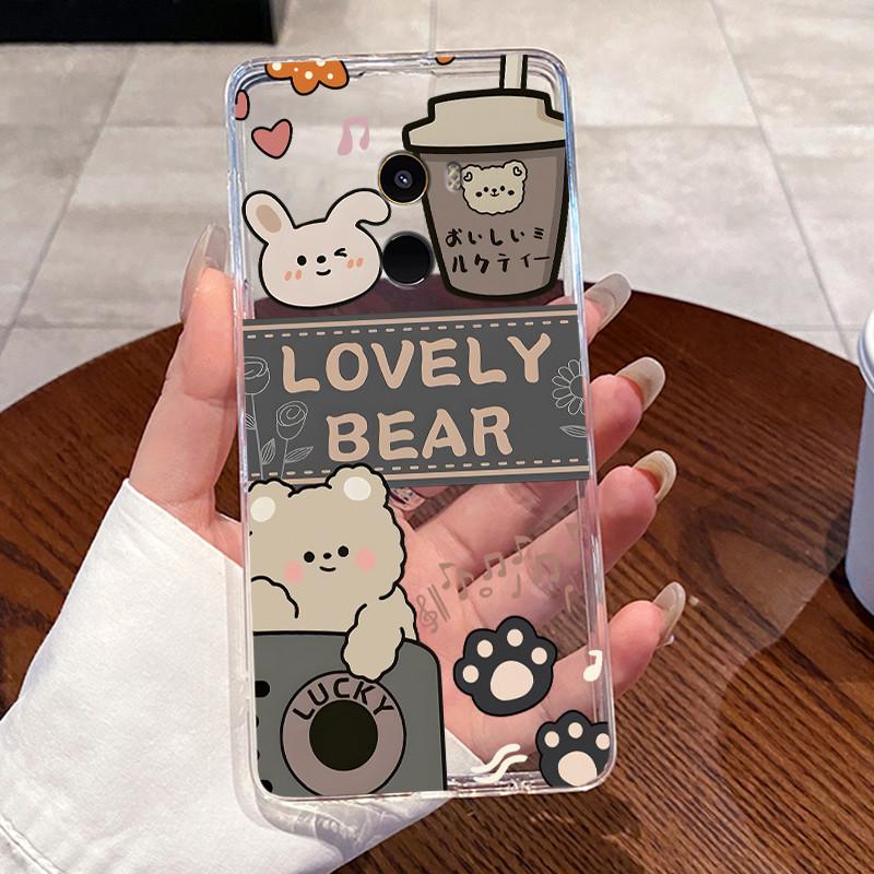 Fundas For Xiaomi Mi Mix 2 Casing Protective Capa Coque Clear Silicone Soft TPU Back Cover Cute Rabbit Cat Dinasaur Phone Case