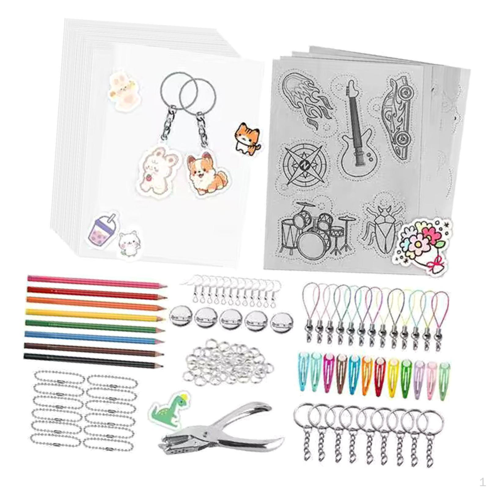 

Heat Shrink Film Papers Kit DIY Supplies for Father’S Day Necklace Presents Style A