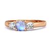 Moonstone Round Three Stone Ring -925 Sterling Silver Rose Gold Vermeil