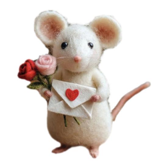 Handmade Felt Mouse Plush Toy Cute Animal Ornament Soft Charming Home Decor Unique Gift for Collectors