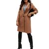 Casual Women Autumn Winter Pocket Lapel Overcoat Button Warm Long Coat Jacket
