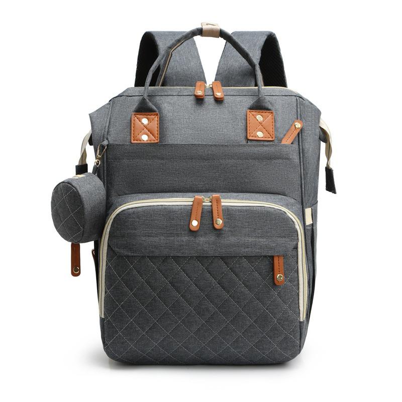 Mamabeutel: Babyflaschen-Rucksack mit großem Fassungsvermögen und tragbarem Babybett, wasserabweisend und mit gestickter Aufbewahrung für Sauger