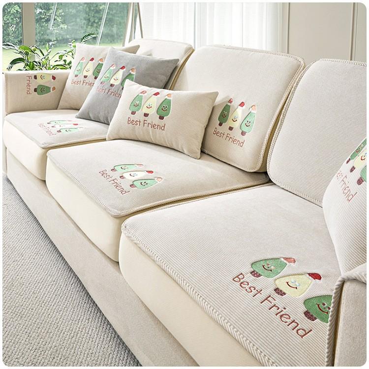 

Мультяшный чехол на диван Полное покрытие Универсальный эластичный материал Устойчивый к царапинам от кошек Четыре сезона Накидка на диван Защита для дивана 60 x 60cm белый