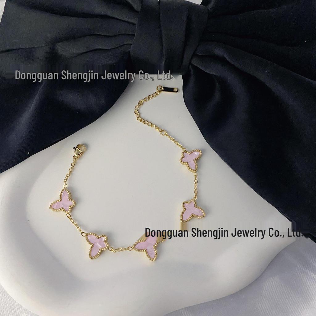 Mori-Style 18K Gold Butterfly Bracelet: Elegant Titanium Steel Jewelry for Women