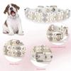 Cat Pearl Collars With Crystal Rhinestone Pearl Pet Cat Necklace Adjustable PU Leather Neck Strap For Small Dogs Cat Accessories