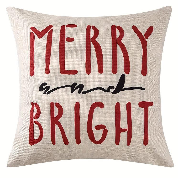 Merry Christmas Decoration Pillow Cover Fawn Christmas Tree Pattern Suitable for Home Room Living Room Sofa Cushion Cover