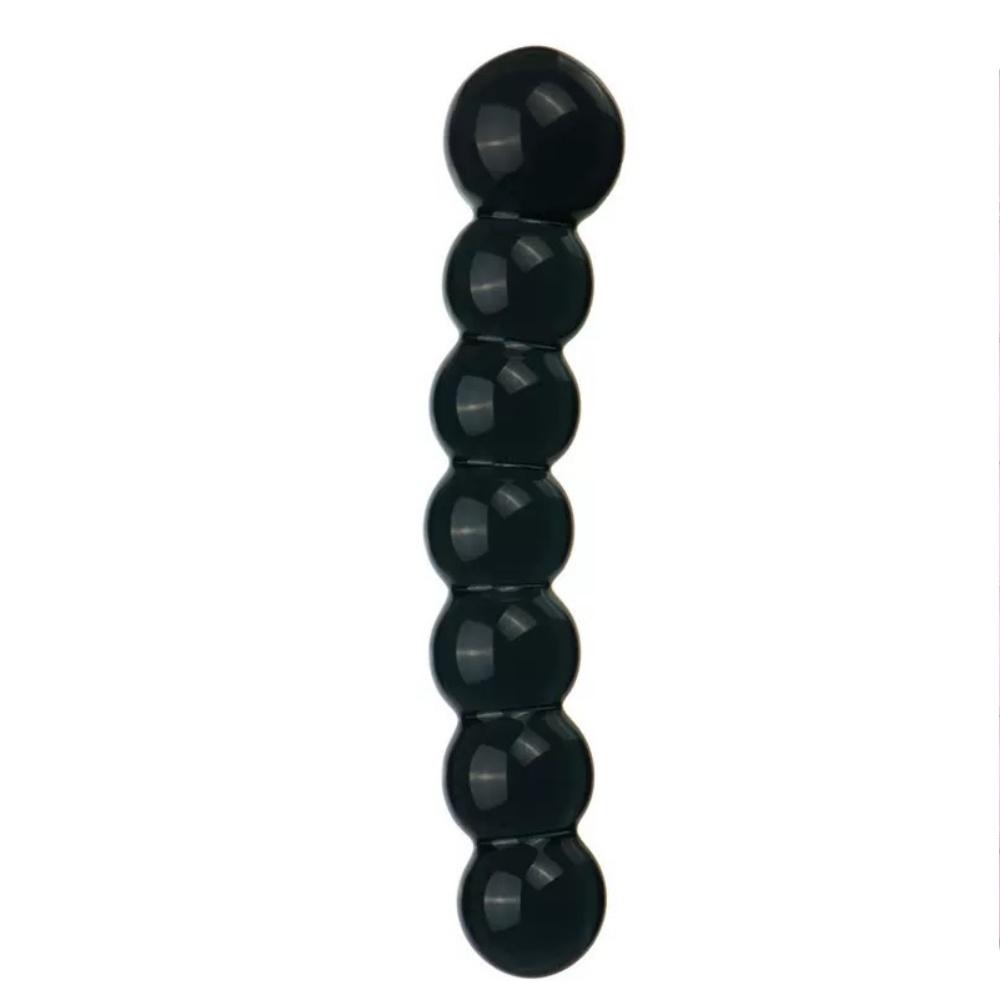 Black Crystal 7 Beads Wand Glass Quantity Plug