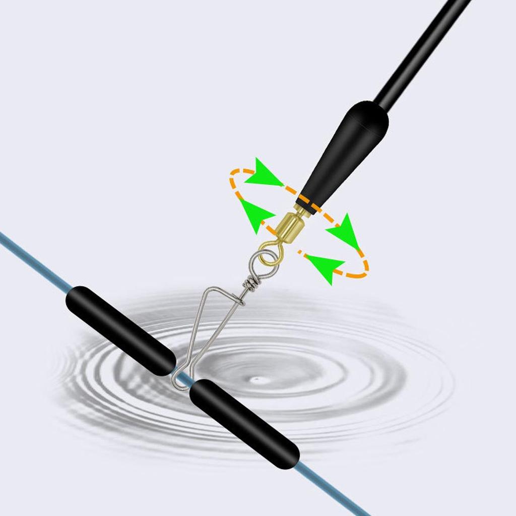 Fishing Swivel Float Connector Set: Italian Pin, Rubber Float Seat, and Copper Head Swivel Socket.