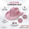 Vintage Glänzend Funkelnd Westlicher Cowboyhut Blingbling Silber Glitzer Strass Jazzhut Punk Breitkrempiger Sonnenhut Damen
