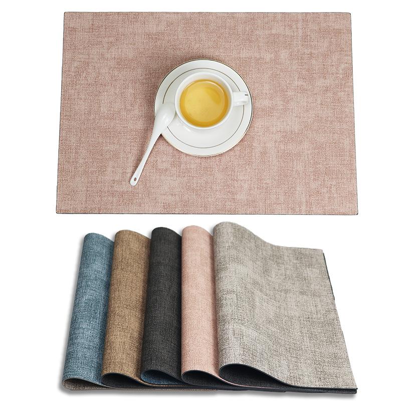 Nordic PU Leather Placemats Double Color Waterproof Oil Resistant Heat Insulation Dining Table Mats Coasters Luxury Style