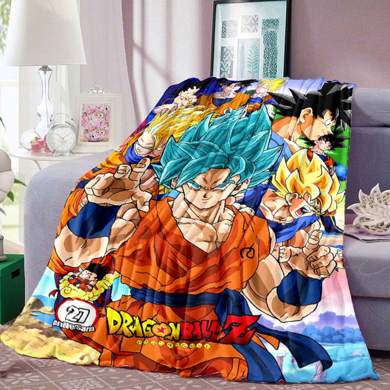 Dragon Ball Anime Print Blanket Warm  Comfortable Flannel Blanket for Bedrooms, Sofas, Beds, Chairs, Picnics, Travel-LXR11