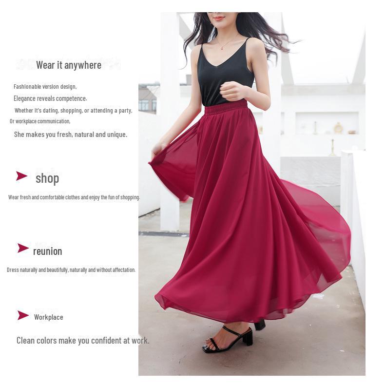 Elegant Spring Chiffon Swing Dress - A-Line Layered Beach Fairy Skirt for Women