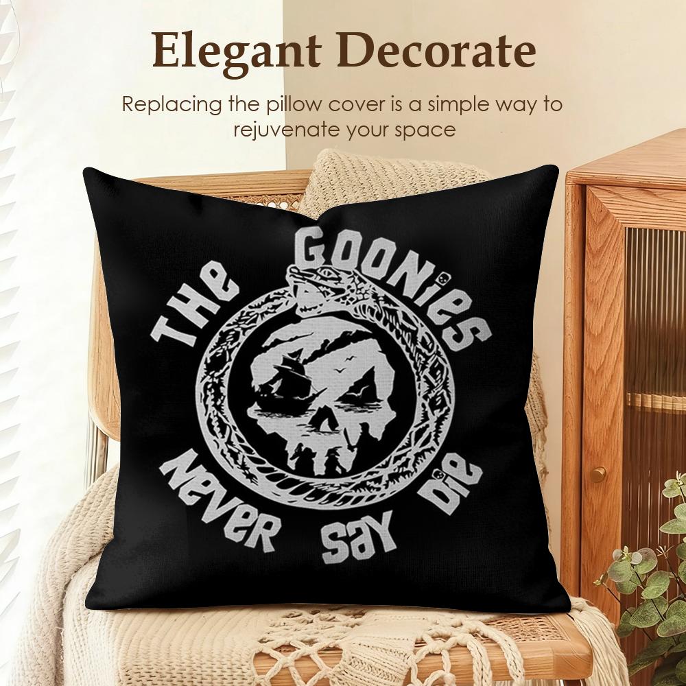 Movie GGoonies Cushion Cover Natural Linen Organic Fabric DoubleSided Printing Sofa Home Decor Gift Pillow Case
