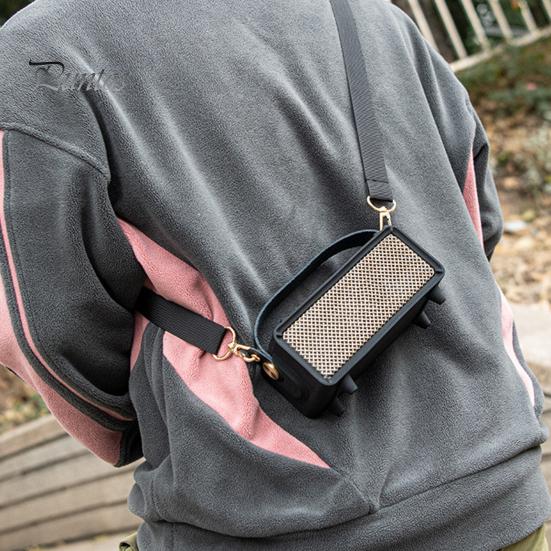 Husă de protecție din silicon cu curea de mâner din piele artificială și curea de umăr pentru difuzor BT portabil Marshall Emberton II audio anti-zgârieturi