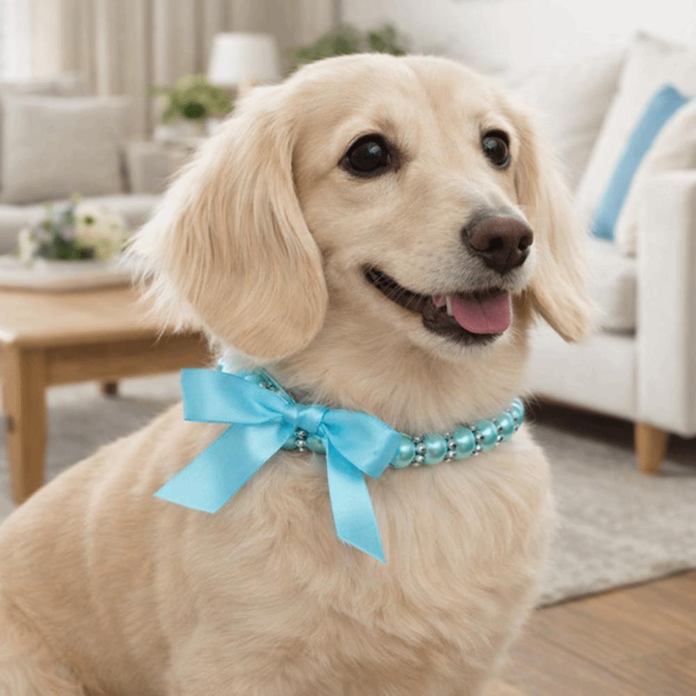 Bling Cat Bead Collar Adjustable Pet Simulated Pearl Collar Fashionable Cat Princess Collars  Party