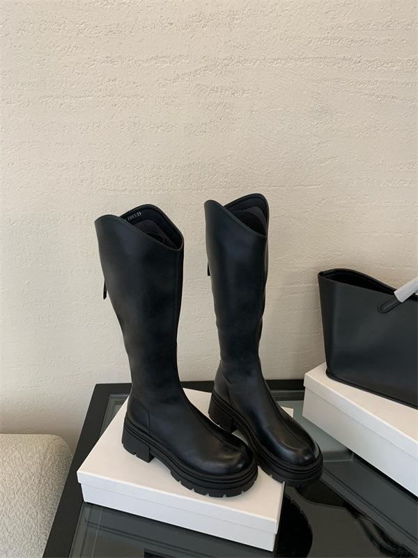 2025 New Autumn and Winter Round Head Thick Legs Big Tube Circumferential Knight Boots Elastic High Boots But Knee Boots Women's Boots